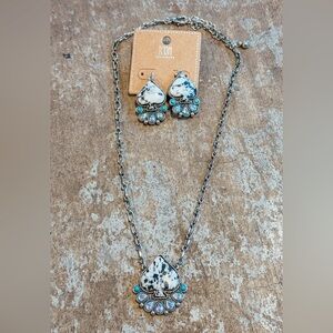Elegant Silver and Turquoise Necklace Set